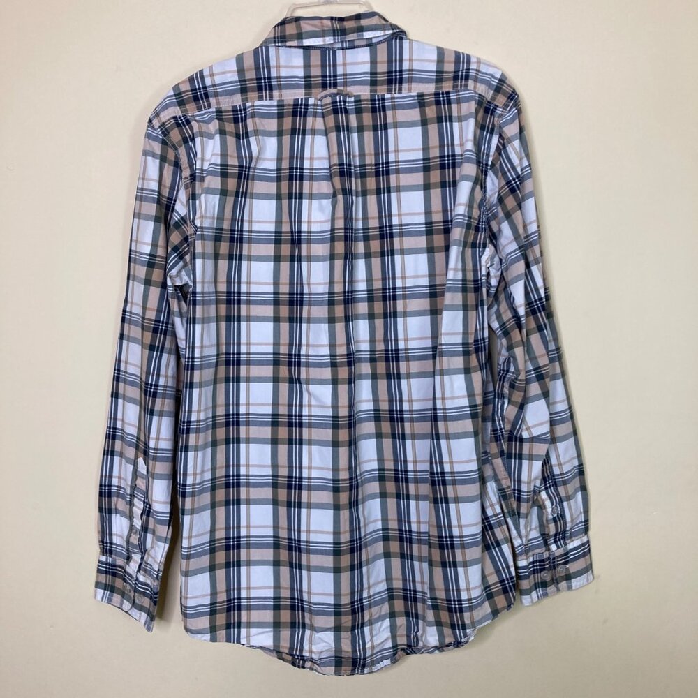 Filson Shirt Mens Small White Tan Green Plaid Long Sleeve Gorpcore - Picture 2 of 9